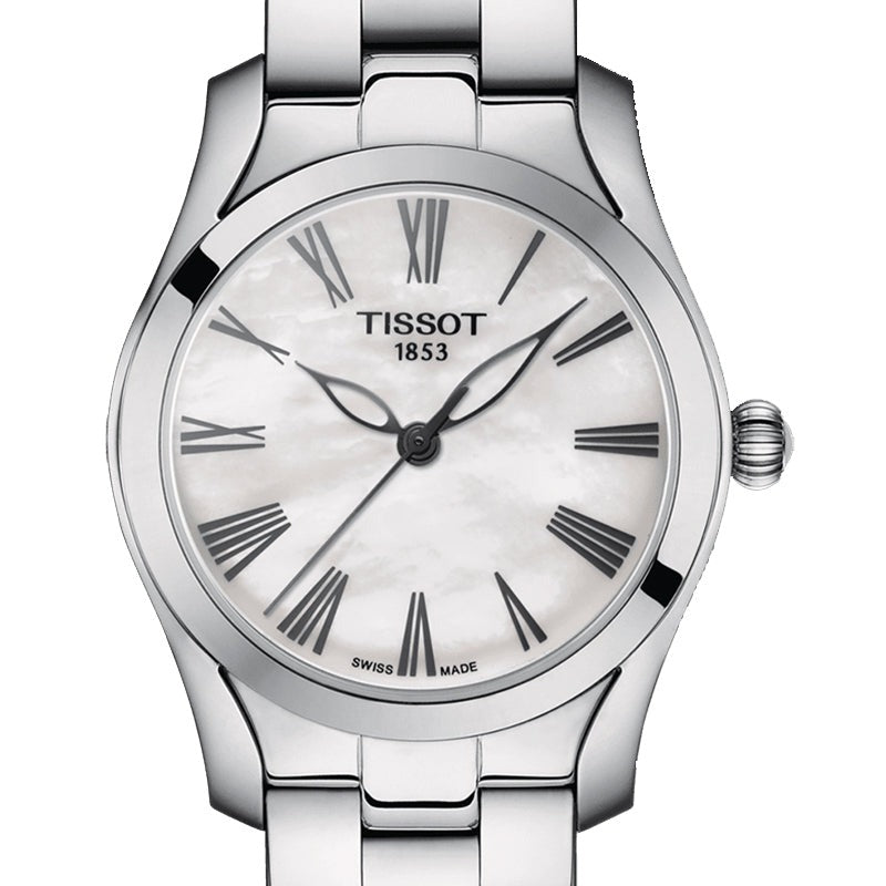 Tissot T Wave T Lady Mother of Pearl Dial Silver Steel Strap Watch For Women - T112.210.11.113.00 Watches Tissot   