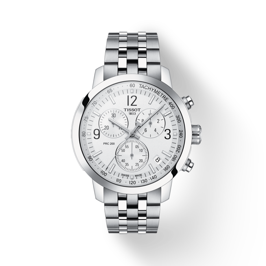 Tissot T Sport PRC 200 Chronograph White Dial Silver Steel Strap Watch For Men - T114.417.11.037.00 Watches Tissot   