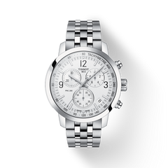 Tissot T Sport PRC 200 Chronograph White Dial Silver Steel Strap Watch For Men - T114.417.11.037.00 Watches Tissot   