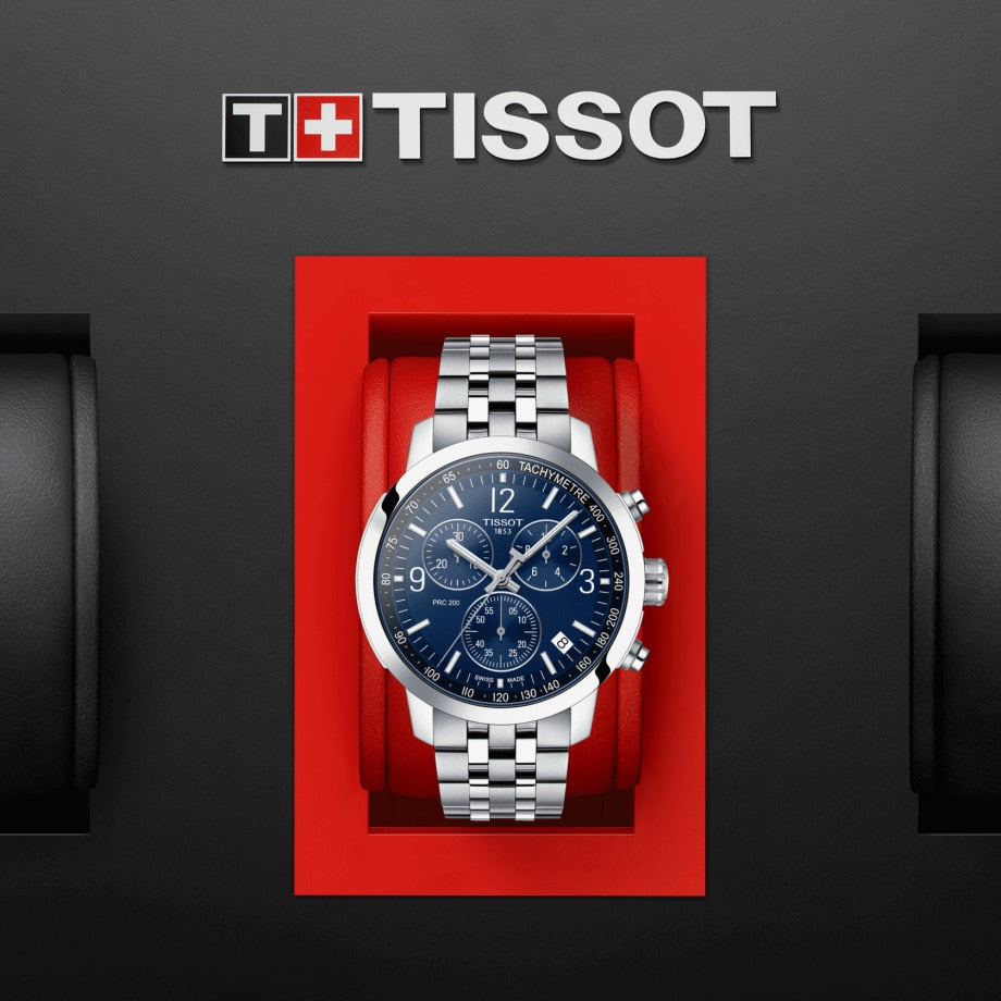 Tissot PRC 200 Chronograph Quartz Blue Dial Stainless Steel Watch For Men - T114.417.11.047.00 Watches Tissot   