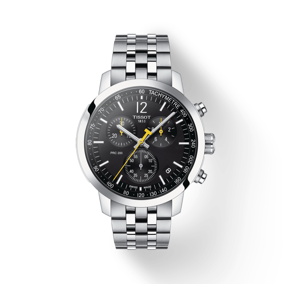 Tissot PRC 200 Chronograph Black Dial Silver Stainless Steel Watch For Men - T114.417.11.057.00 Watches Tissot   