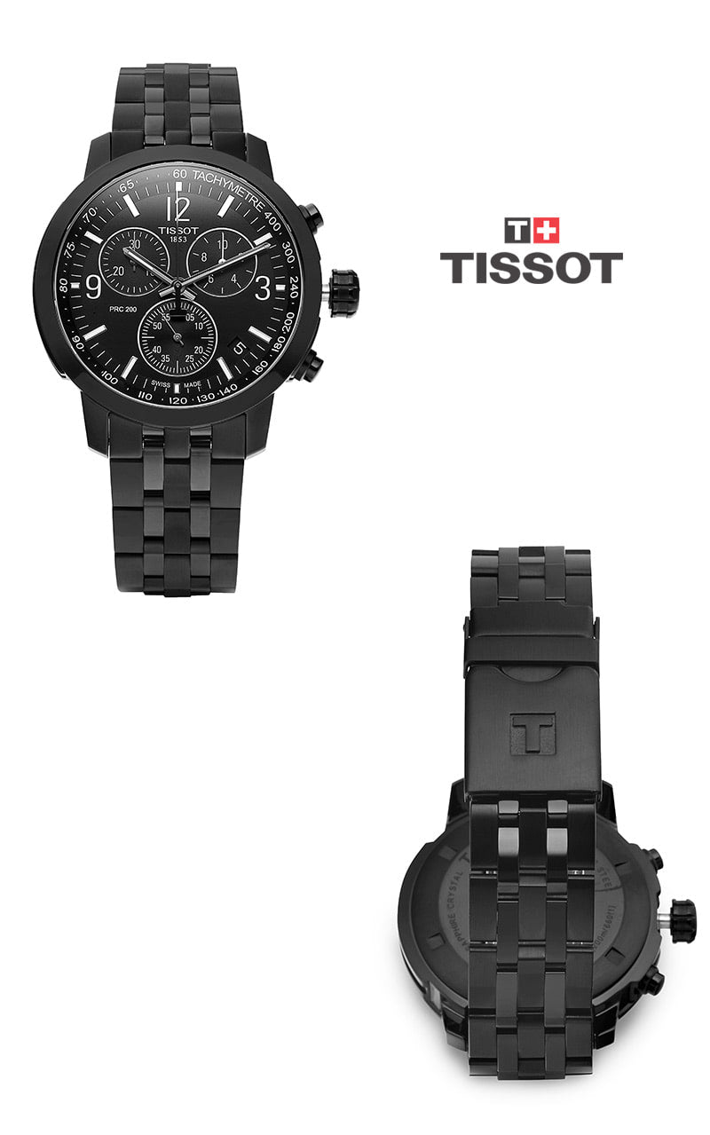 Tissot PRC 200 Chronograph Black Dial Black Stainless Steel Watch For Men - T114.417.33.057.00 Watches Tissot   