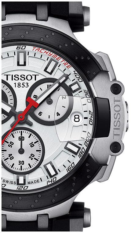 Tissot T Race Chronograph White Dial Black Silicon Strap Watch For Men - T115.417.27.011.00 Watches Tissot   