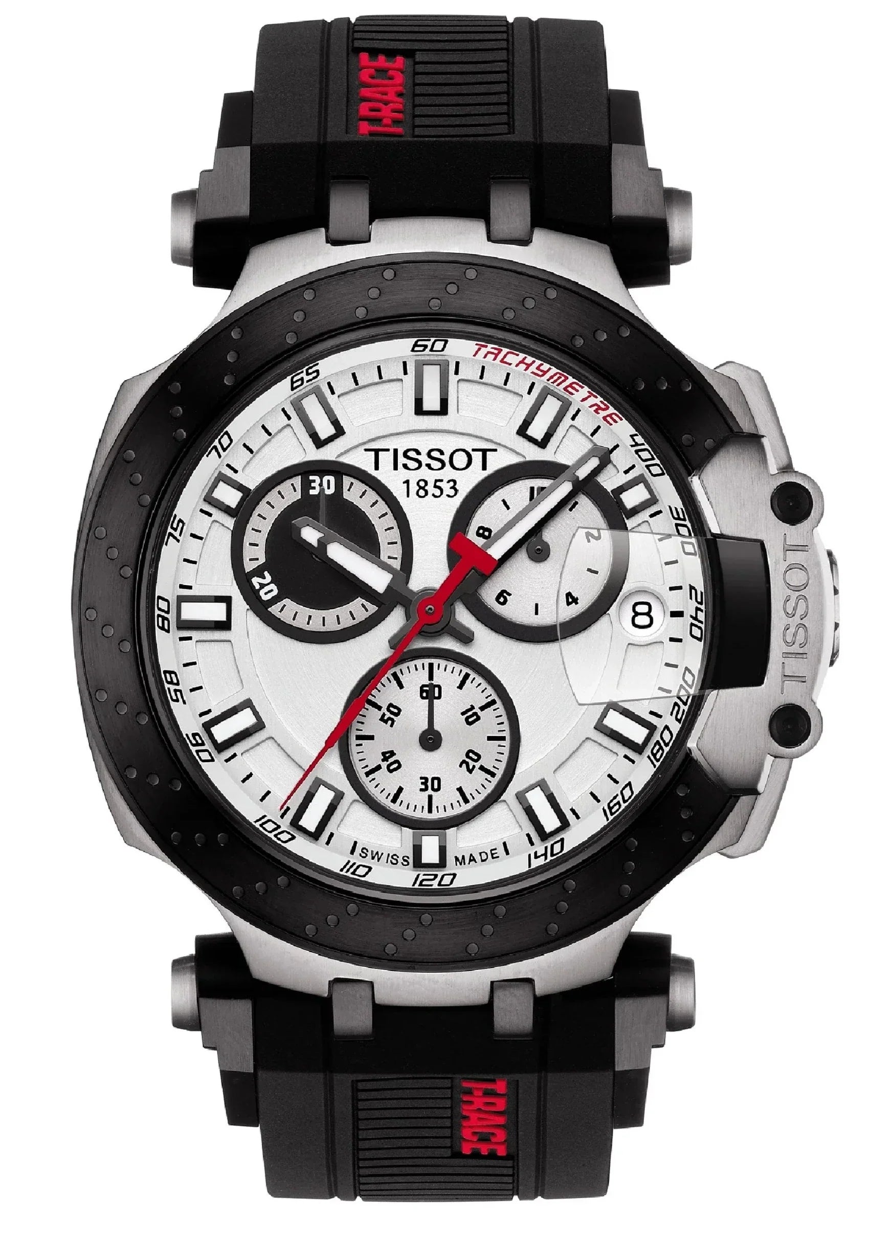 Tissot T Race Chronograph White Dial Black Silicon Strap Watch For Men - T115.417.27.011.00 Watches Tissot   