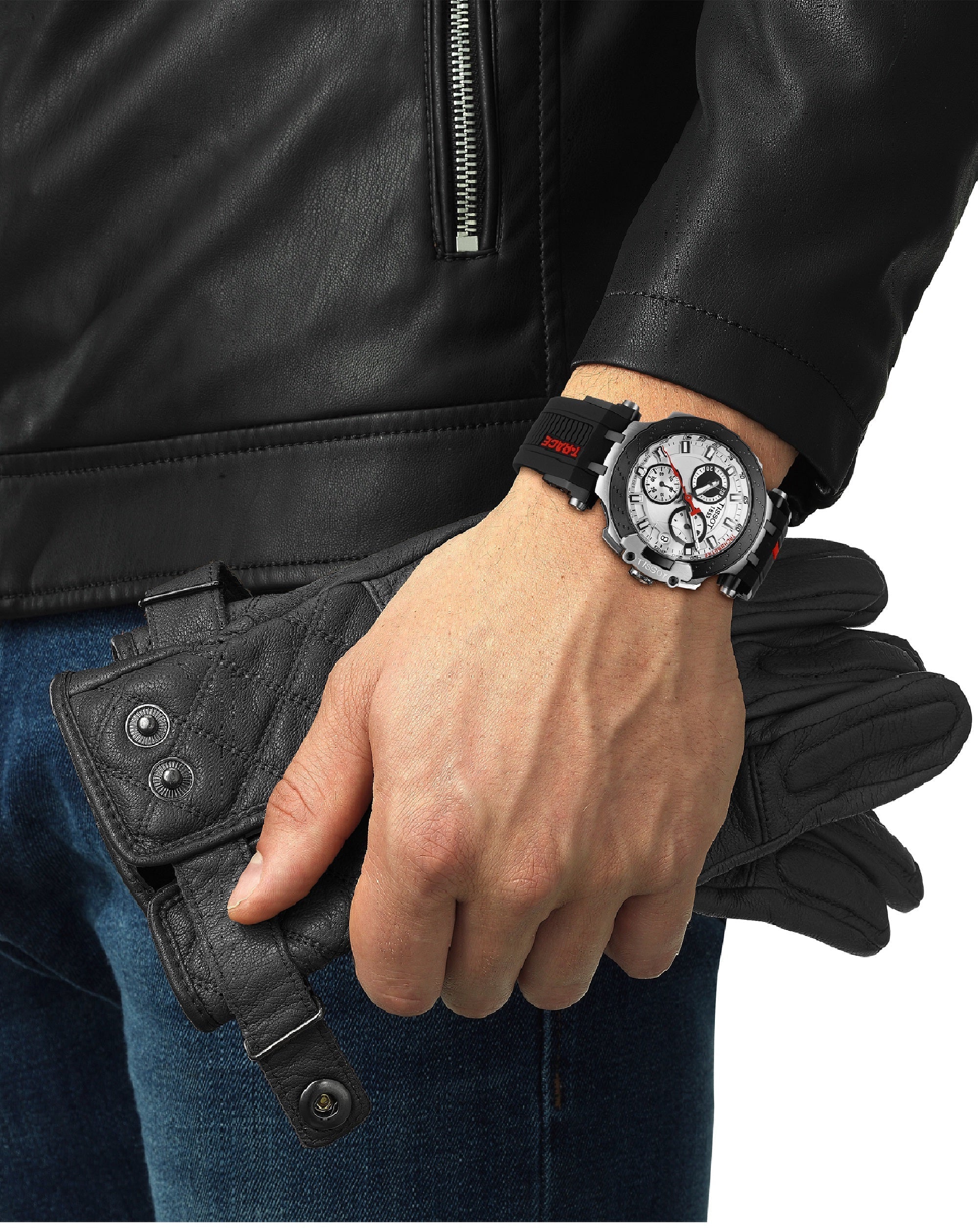Tissot T Race Chronograph White Dial Black Silicon Strap Watch For Men - T115.417.27.011.00 Watches Tissot   