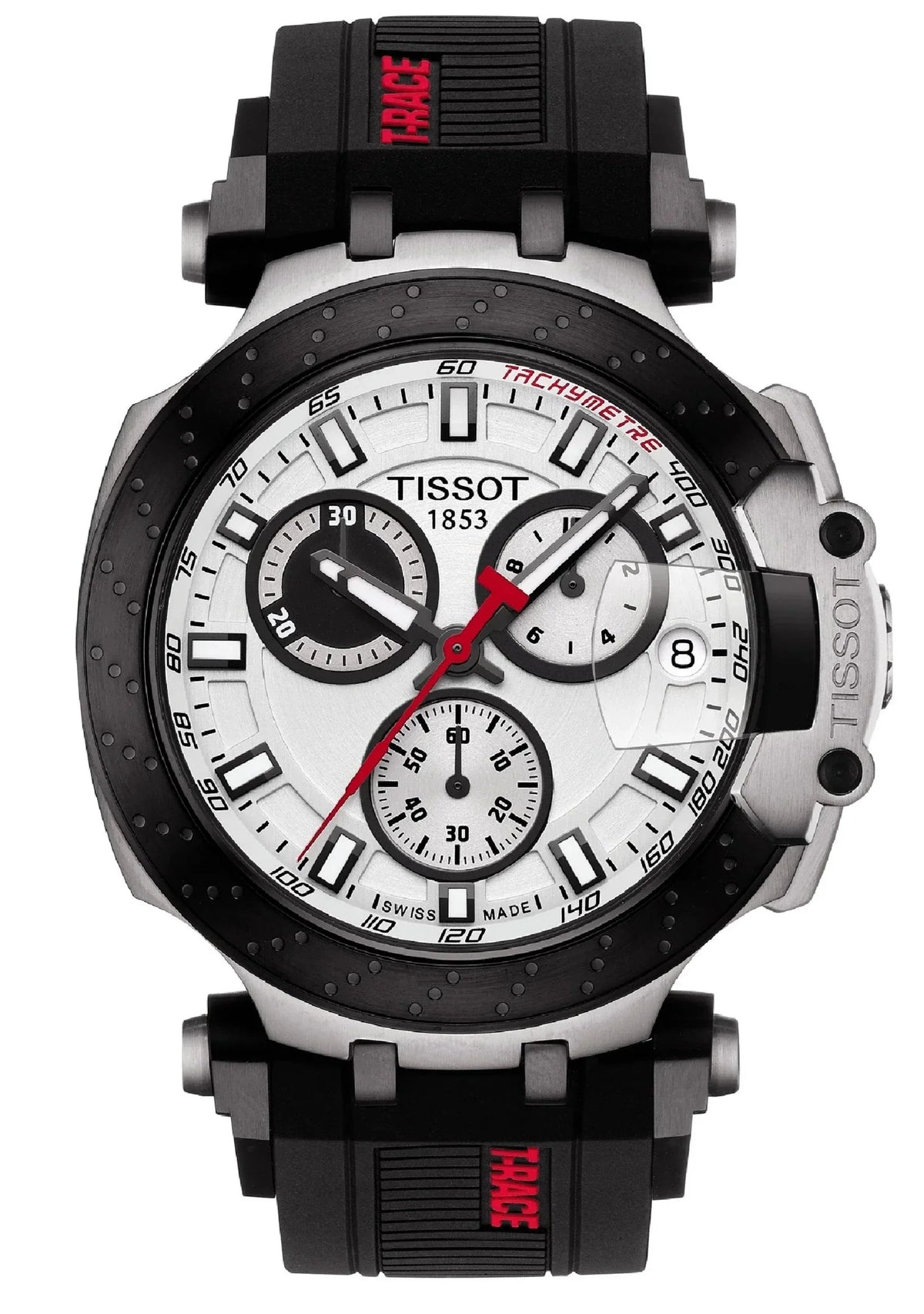 Tissot T Race Chronograph White Dial Black Silicon Strap Watch For Men - T115.417.27.011.00 Watches Tissot   