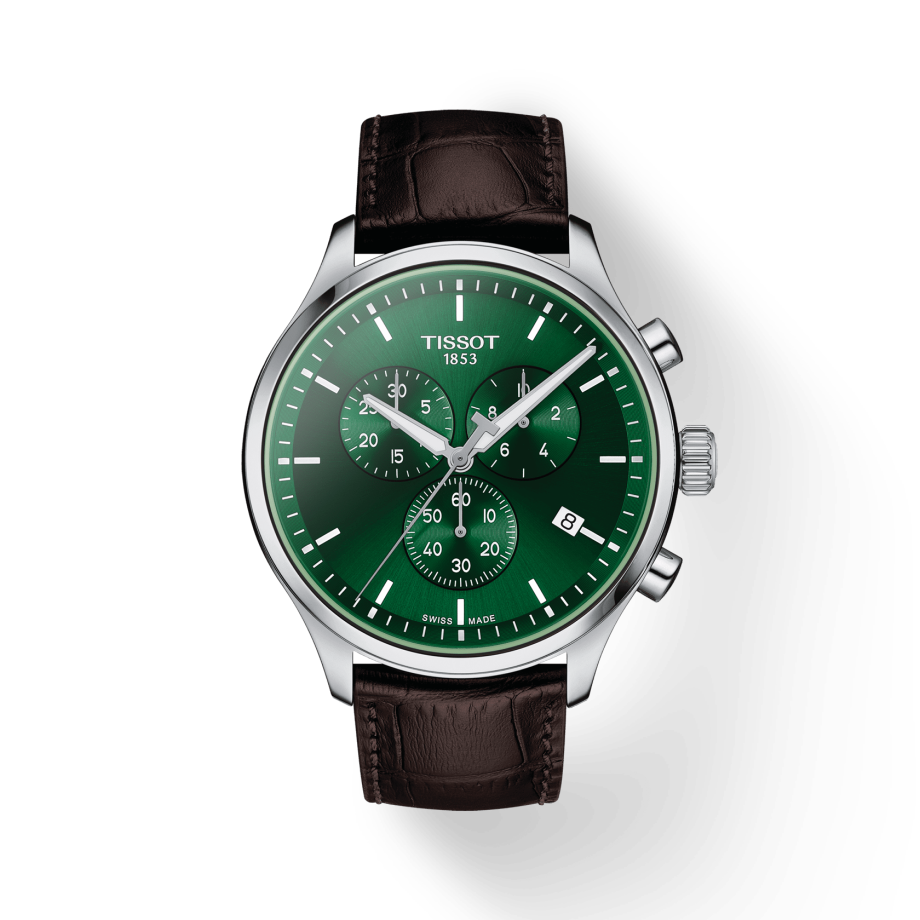 Tissot Chrono XL Chronograph Classic Brown Strap Green Dial Watch For Men - T116.617.16.091.00 Watches Tissot   