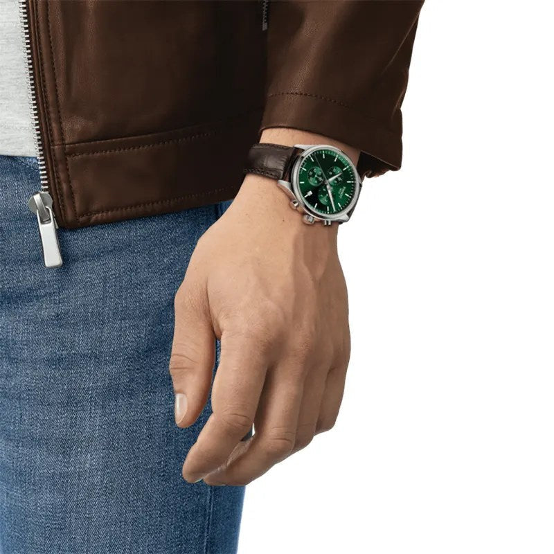 Tissot Chrono XL Chronograph Classic Brown Strap Green Dial Watch For Men - T116.617.16.091.00 Watches Tissot   