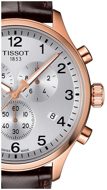 Tissot Chrono XL Classic White Dial Brown Leather Strap Watch For Men - T116.617.36.037.00 Watches Tissot   