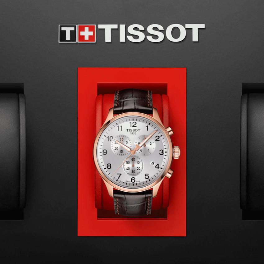 Tissot Chrono XL Classic White Dial Brown Leather Strap Watch For Men - T116.617.36.037.00 Watches Tissot   