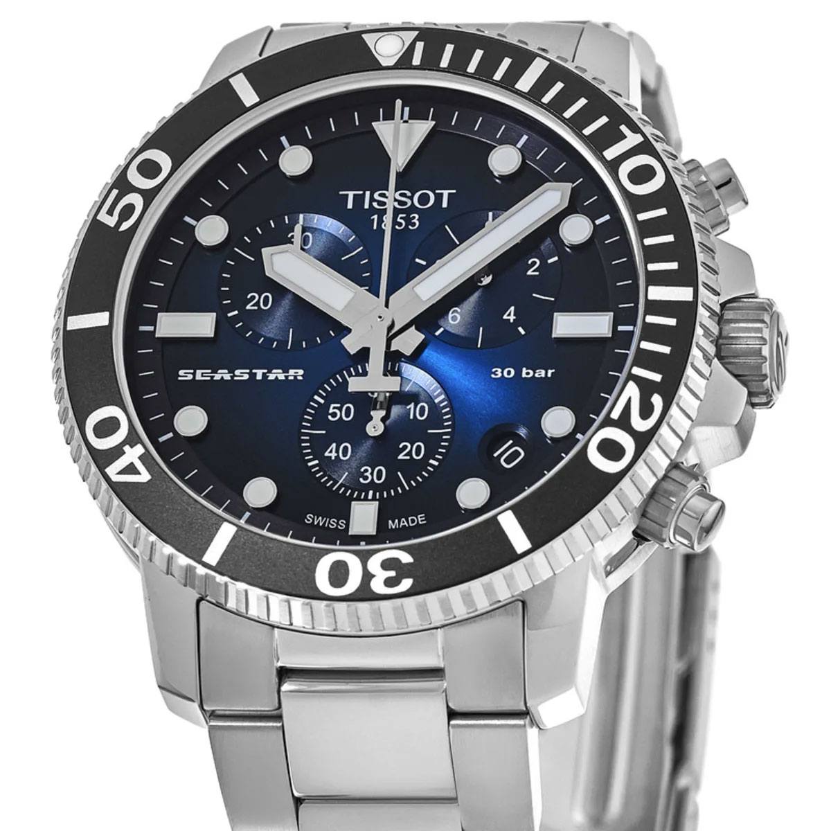 Tissot Seaster 1000 Chronograph Driver Blue Dial Silver Mesh Bracelet Watch For Men - T120.417.11.041.01 Watches Tissot   