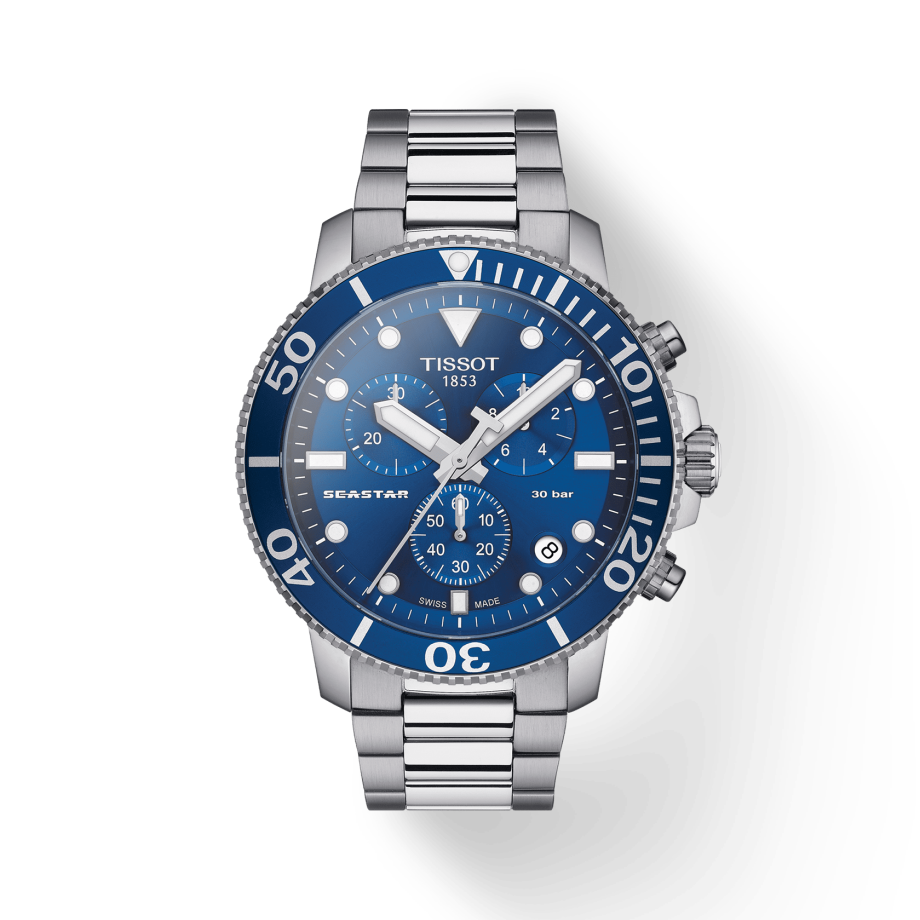 Tissot Seaster 1000 Chronograph Blue Dial Silver Stainless Steel Strap Watch For Men - T120.417.11.041.00 Watches Tissot   