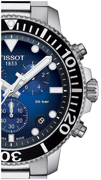 Tissot Seaster 1000 Chronograph Driver Blue Dial Silver Mesh Bracelet Watch For Men - T120.417.11.041.01 Watches Tissot   