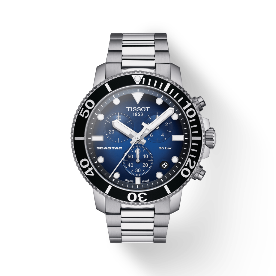 Tissot Seaster 1000 Chronograph Driver Blue Dial Silver Mesh Bracelet Watch For Men - T120.417.11.041.01 Watches Tissot   