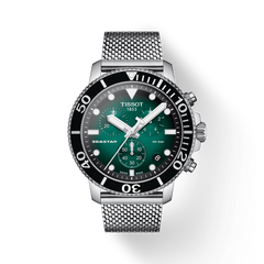 Tissot Seaster 1000 Chronograph Green Dial Silver Mesh Bracelet Watch For Men - T120.417.11.091.00 Watches Tissot   