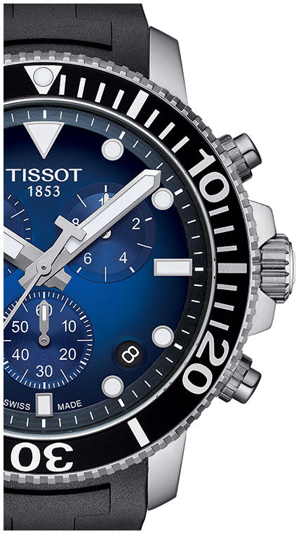 Tissot Seastar 1000 Chronograph Blue Dial Black Rubber Strap Watch For Men - T120.417.17.041.00 Watches Tissot   