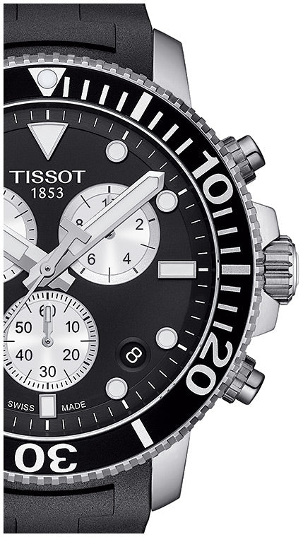 Tissot Seaster 1000 Chronograph Black Dial Black Rubber Strap Watch For Men - T120.417.17.051.00 Watches Tissot   