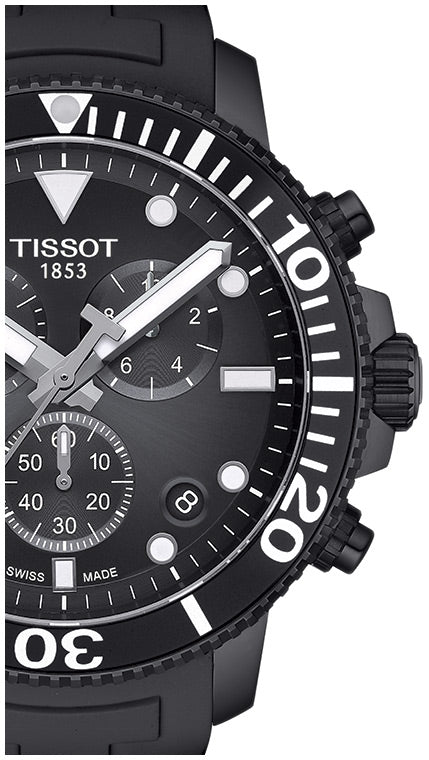 Tissot Seaster 1000 Chronograph Black Dial Black Silicone Strap Watch For Men - T120.417.37.051.02 Watches Tissot   