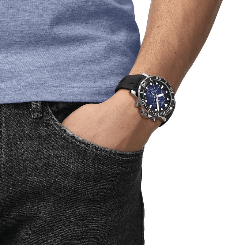 Tissot Seastar 1000 Chronograph Blue Dial Black Rubber Strap Watch For Men - T120.417.17.041.00 Watches Tissot   