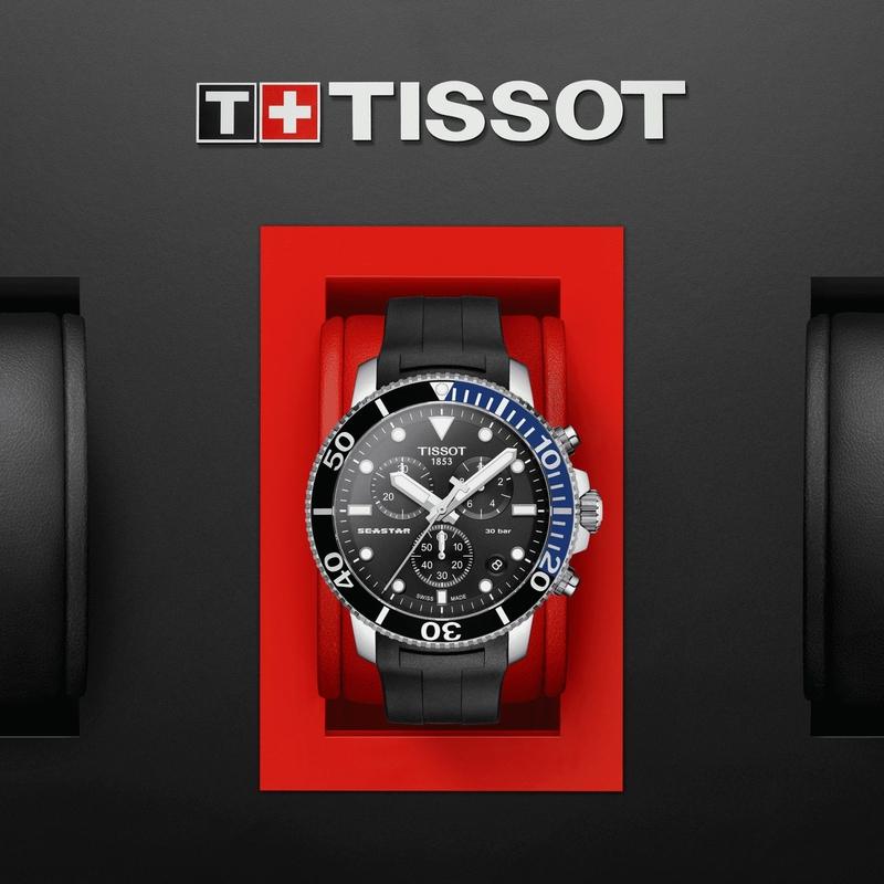 Tissot Seastar 1000 Quartz Chronograph Black Dial Rubber Strap Watch For Men - T120.417.17.051.02 Watches Tissot   