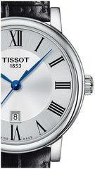 Tissot Carson Premium Lady Silver Dial Black Leather Strap Watch For Women - T122.210.16.033.00 Watches Tissot   