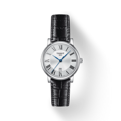 Tissot Carson Premium Lady Silver Dial Black Leather Strap Watch For Women - T122.210.16.033.00 Watches Tissot   