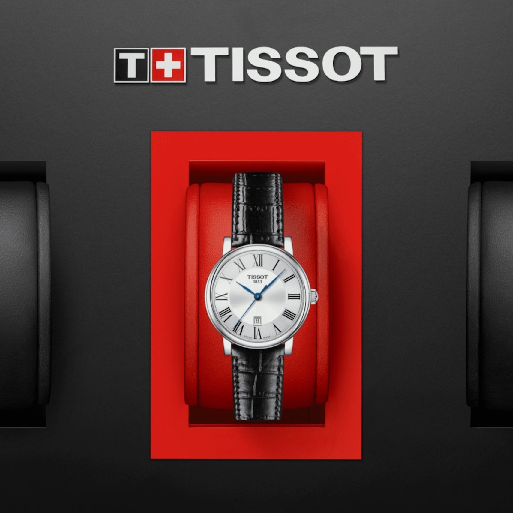 Tissot Carson Premium Lady Silver Dial Black Leather Strap Watch For Women - T122.210.16.033.00 Watches Tissot   