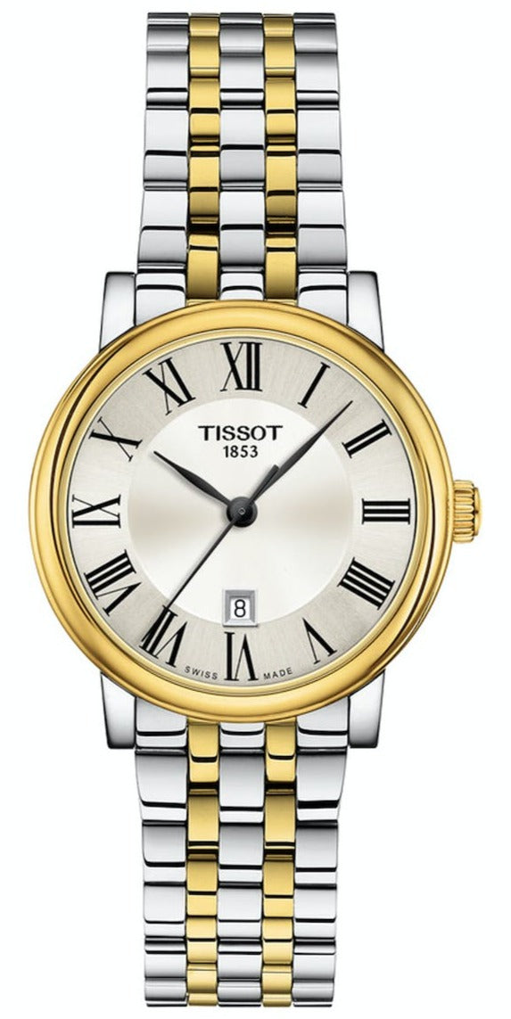 Tissot T Classic Carson Premium White Dial Two Tone Steel Strap Lady Watch For Women - T122.210.22.033.00 Watches Tissot   