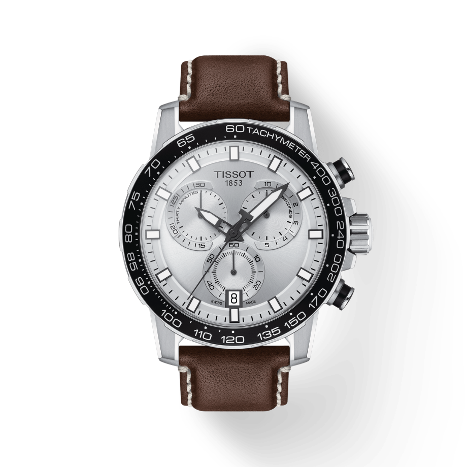 Tissot Supersport Chrono Silver Dial Brown Leather Strap Watch for Men - T125.617.16.031.00 Watches Tissot   