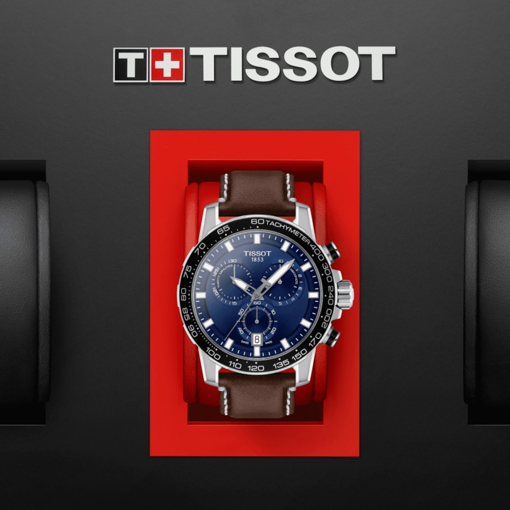 Tissot Supersport Chrono Blue Dial Brown Leather Strap Watch For Men - T125.617.16.041.00 Watches Tissot   