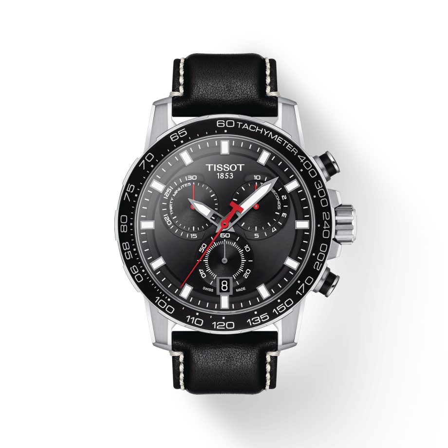 Tissot Supersport Chrono Black Dial Black Leather Strap Watch for Men - T125.617.16.051.00 Watches Tissot   