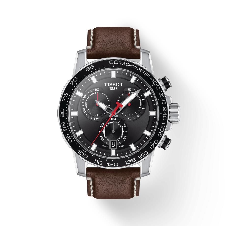 Tissot Supersport Chrono Black Dial Brown Leather Strap Watch for Men - T125.617.16.051.01 Watches Tissot   