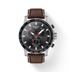 Tissot Supersport Chrono Black Dial Brown Leather Strap Watch for Men - T125.617.16.051.01 Watches Tissot   