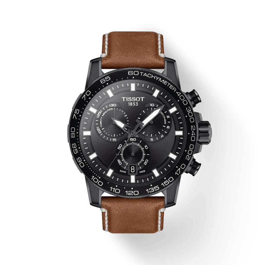 Tissot Supersport Chrono Black Dial Brown Leather Strap Watch for Men - T125.617.36.051.01 Watches Tissot   