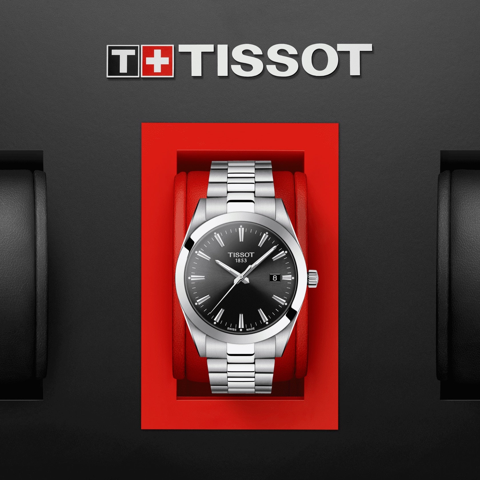 Tissot Gentleman Black Dial Silver Steel Strap Watch For Men - T127.410.11.051.00 Watches Tissot   