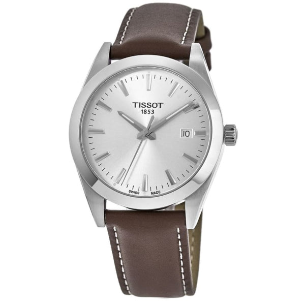 Tissot Gentleman Silver Dial Brown Leather Strap Watch For Men - T127.410.16.031.00 Watches Tissot   