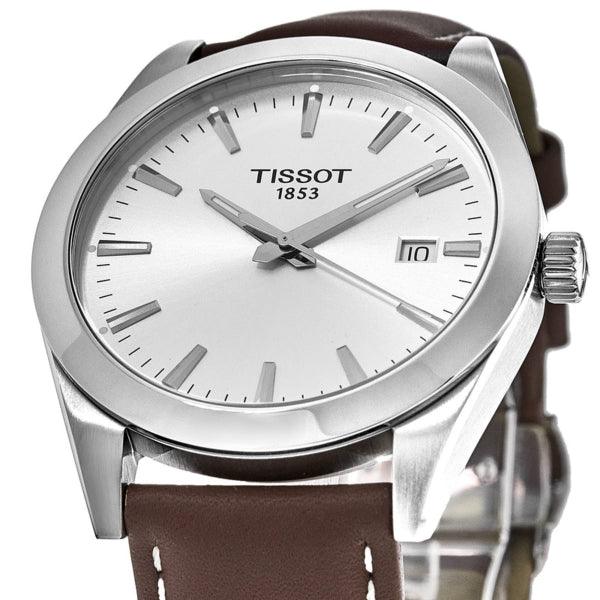 Tissot Gentleman Silver Dial Brown Leather Strap Watch For Men - T127.410.16.031.00 Watches Tissot   