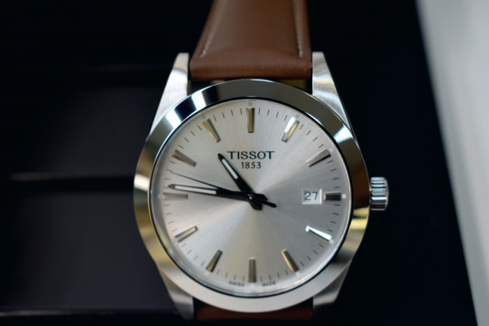 Tissot Gentleman Silver Dial Brown Leather Strap Watch For Men - T127.410.16.031.00 Watches Tissot   