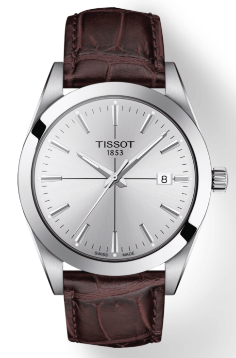 Tissot Gentlemen Silver Dial Brown Leather Strap Watch for Men - T127.410.16.031.01 Watches Tissot   