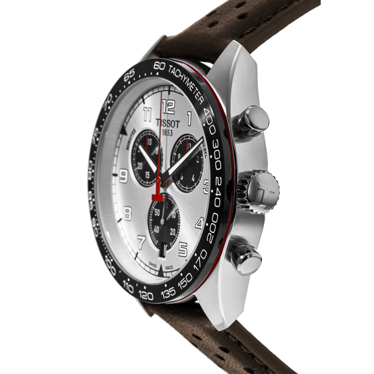 Tissot T Sport PRS 516 Chronograph Silver Dial Brown Leather Strap Watch for Men - T131.617.16.032.00 Watches Tissot   