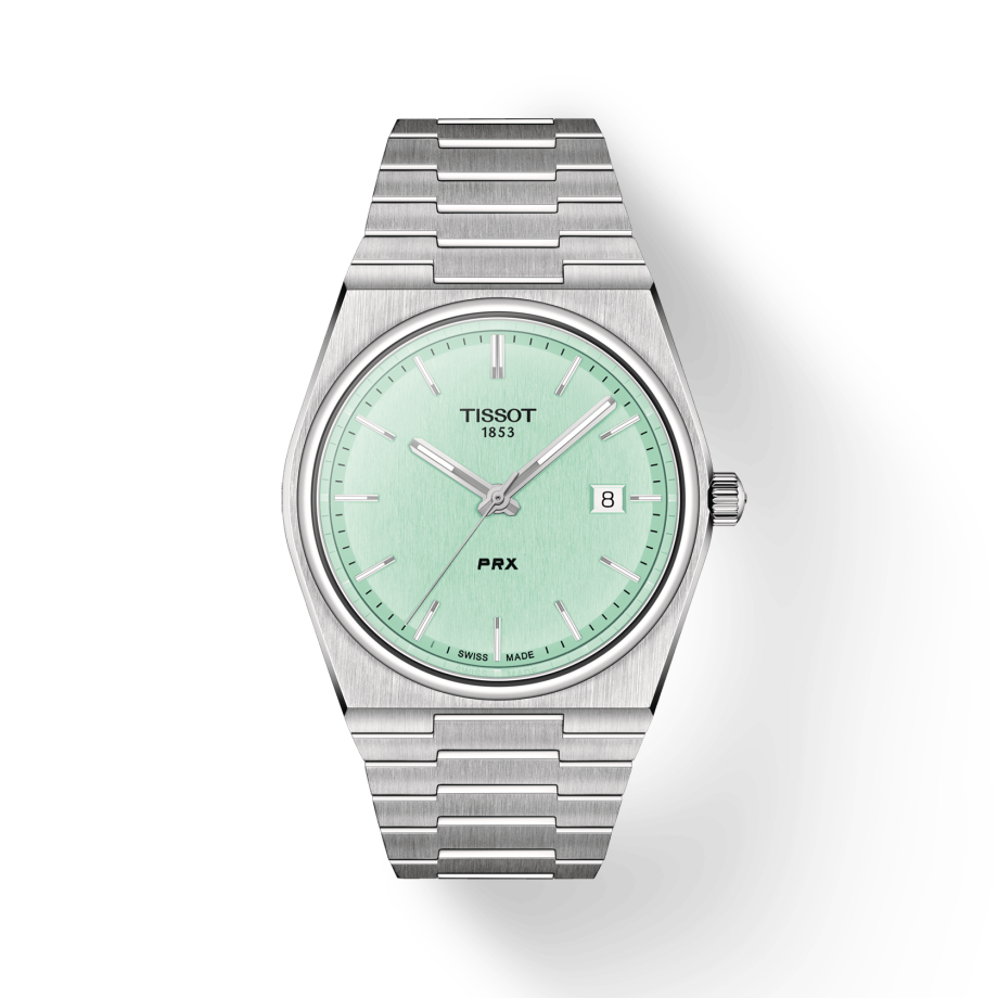 Tissot PRX Quartz Light Green Dial Stainless Steel Strap Watch for Men - T137.410.11.091.01 Watches Tissot   