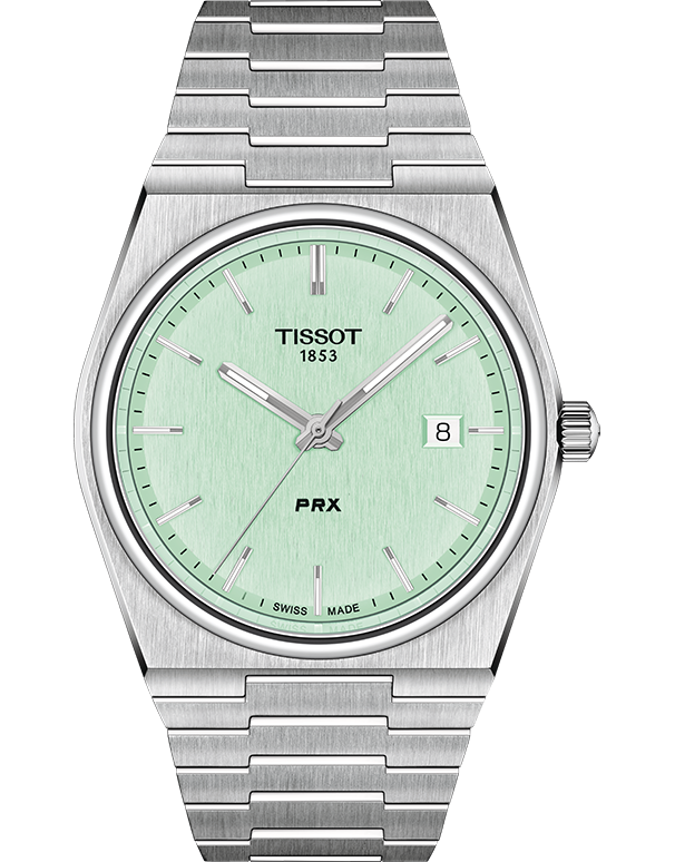 Tissot PRX Quartz Light Green Dial Stainless Steel Strap Watch for Men - T137.410.11.091.01 Watches Tissot   