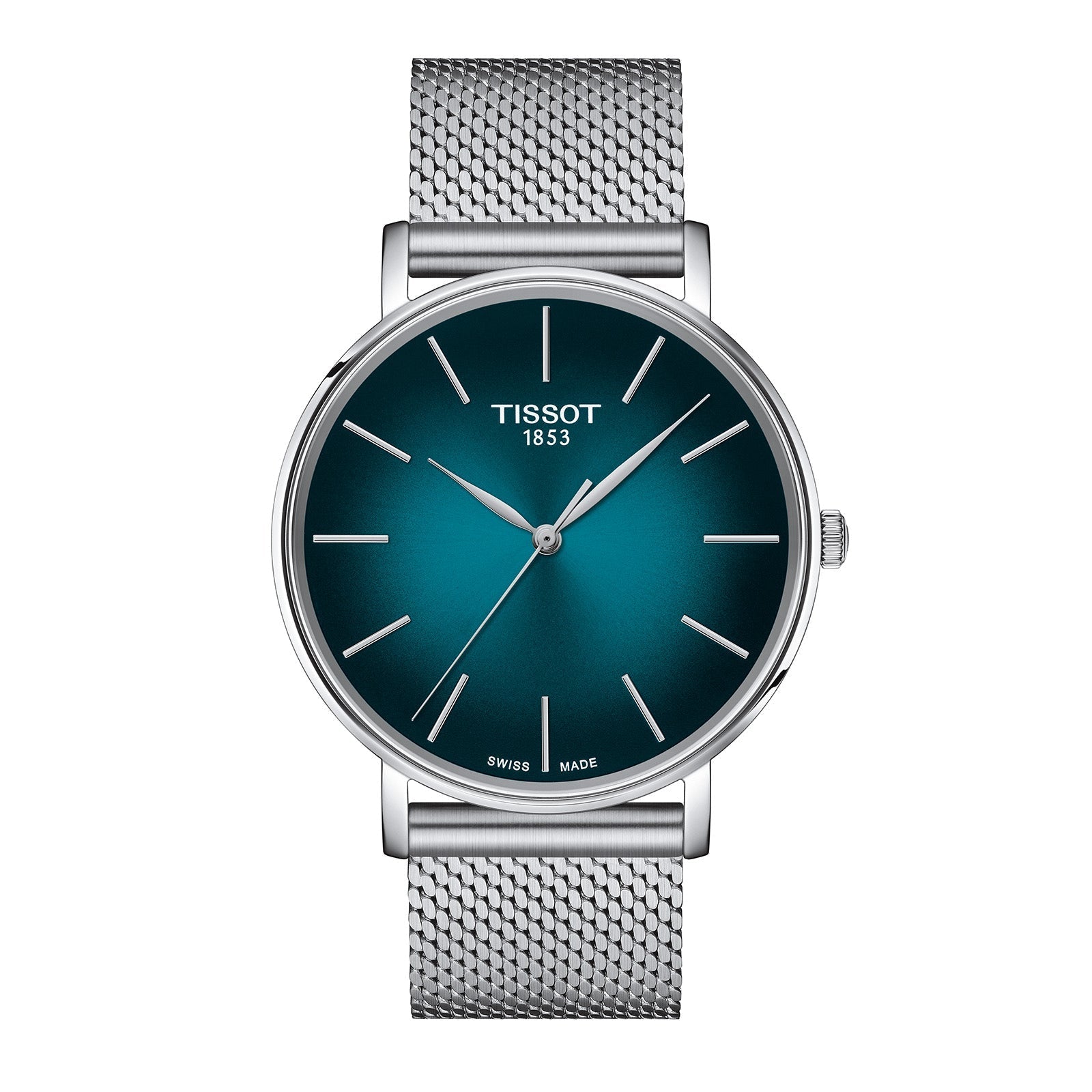 Tissot Everytime Gent Green Dial Silver Mesh Bracelet Watch for Men - T143.410.11.091.00 Watches Tissot   