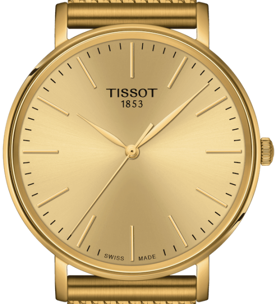 Tissot Everytime Gent Gold Dial Gold Mesh Bracelet Watch for Men - T143.410.33.021.00 Watches Tissot   