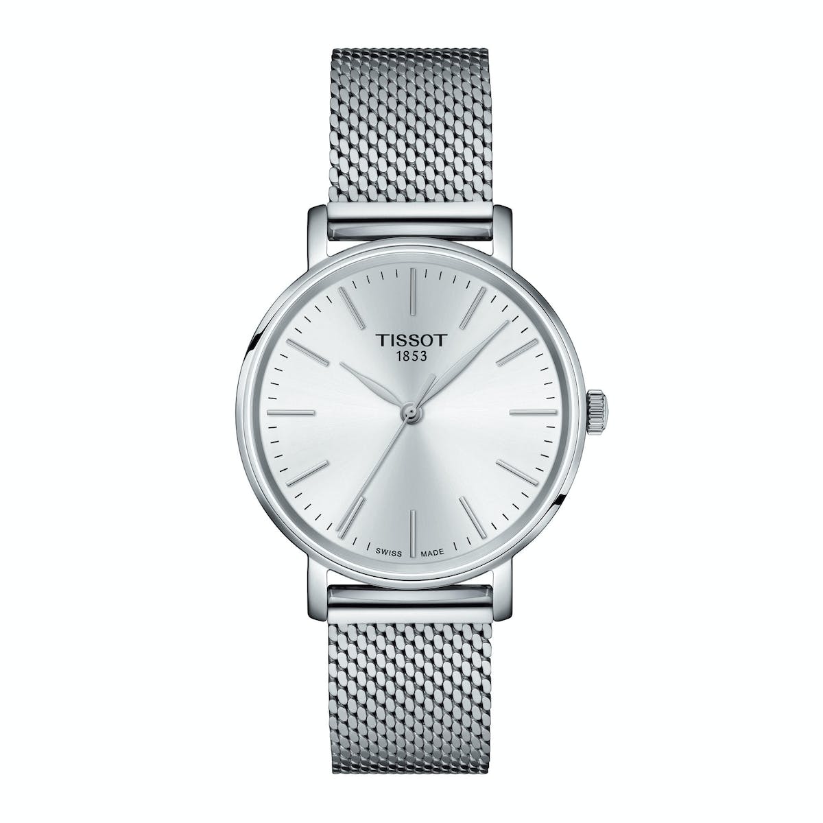 Tissot Everytime Lady Silver Dial Stainless Steel Mesh Bracelet Watch for Women - T143.210.11.011.00 Watches Tissot   