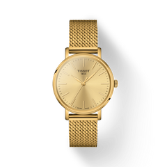 Tissot Everytime Lady Gold Dial Gold Plated Mesh Bracelet Watch for Women - T143.210.33.021.00 Watches Tissot   