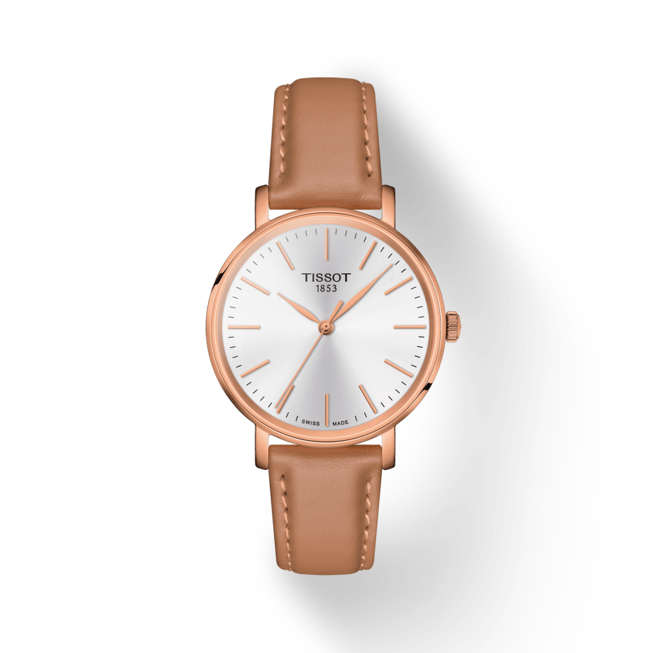 Tissot Everytime Lady Rose Gold Plated Leather Strap Watch for Women - T143.210.36.011.00 Watches Tissot   