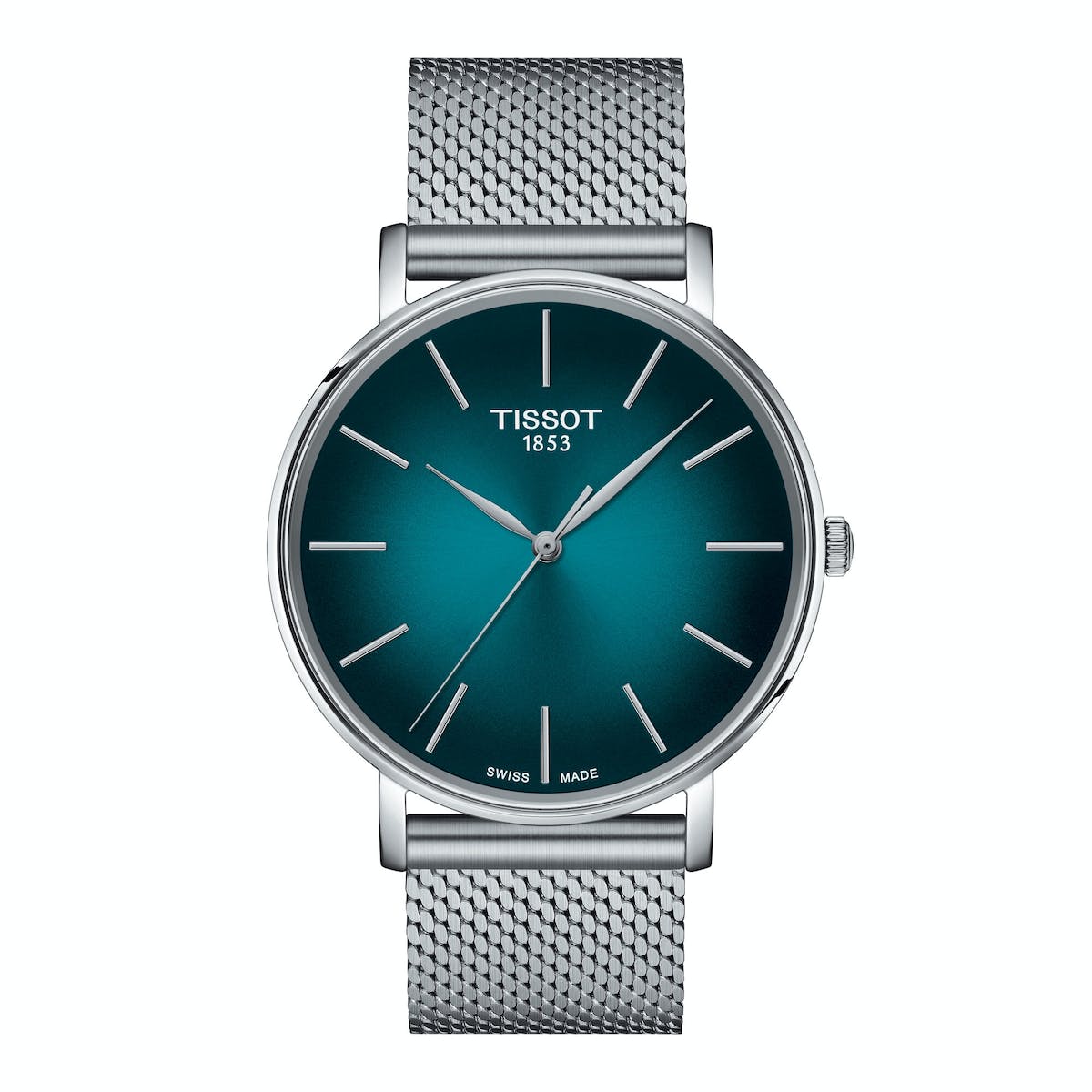 Tissot Everytime Gent Green Dial Silver Mesh Bracelet Watch for Men - T143.410.11.091.00 Watches Tissot   