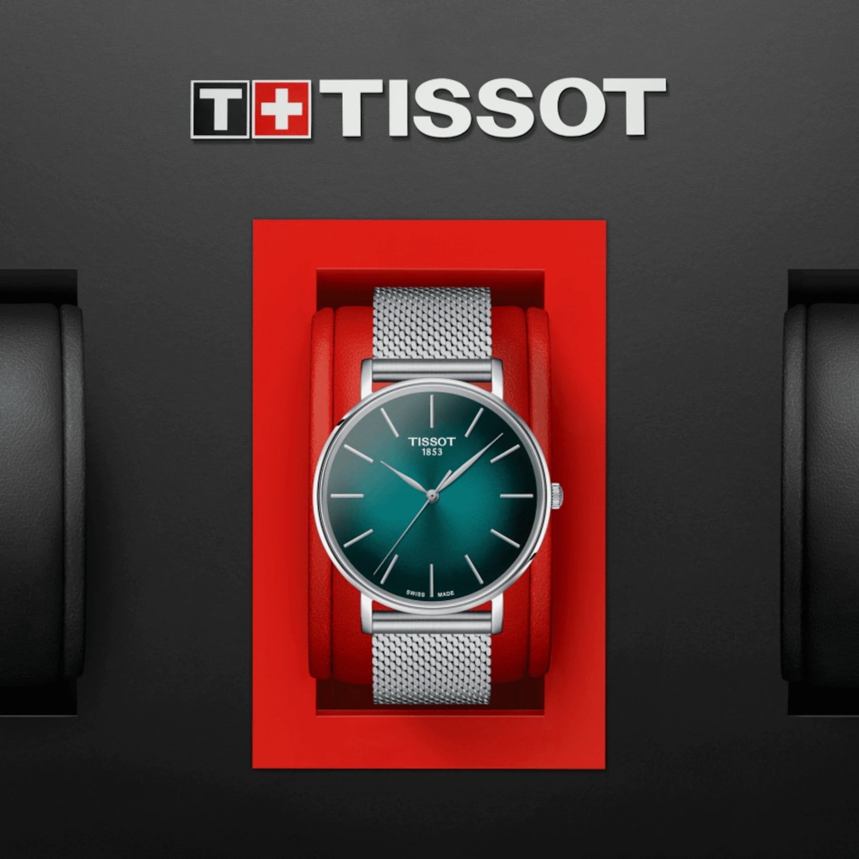 Tissot Everytime Gent Green Dial Silver Mesh Bracelet Watch for Men - T143.410.11.091.00 Watches Tissot   