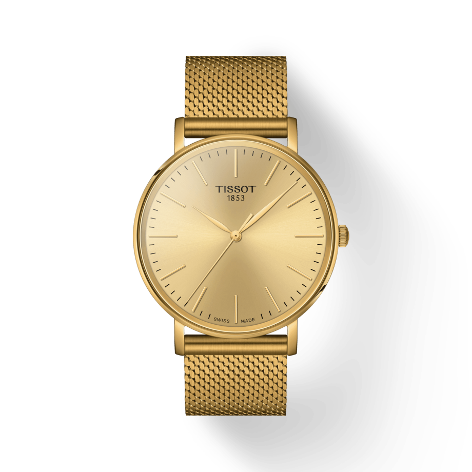 Tissot Everytime Gent Gold Dial Gold Mesh Bracelet Watch for Men - T143.410.33.021.00 Watches Tissot   